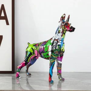 Colorful Resin Doberman Dog Statue